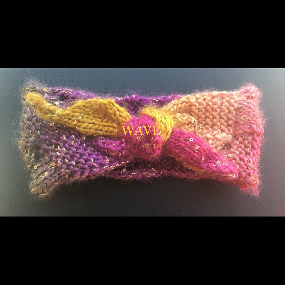 Variegated soft acrylic yarn sparkly headband